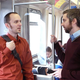 Illustration for article titled Coworkers Each Putting In Herculean Effort To Sustain Conversation For Entire Commute